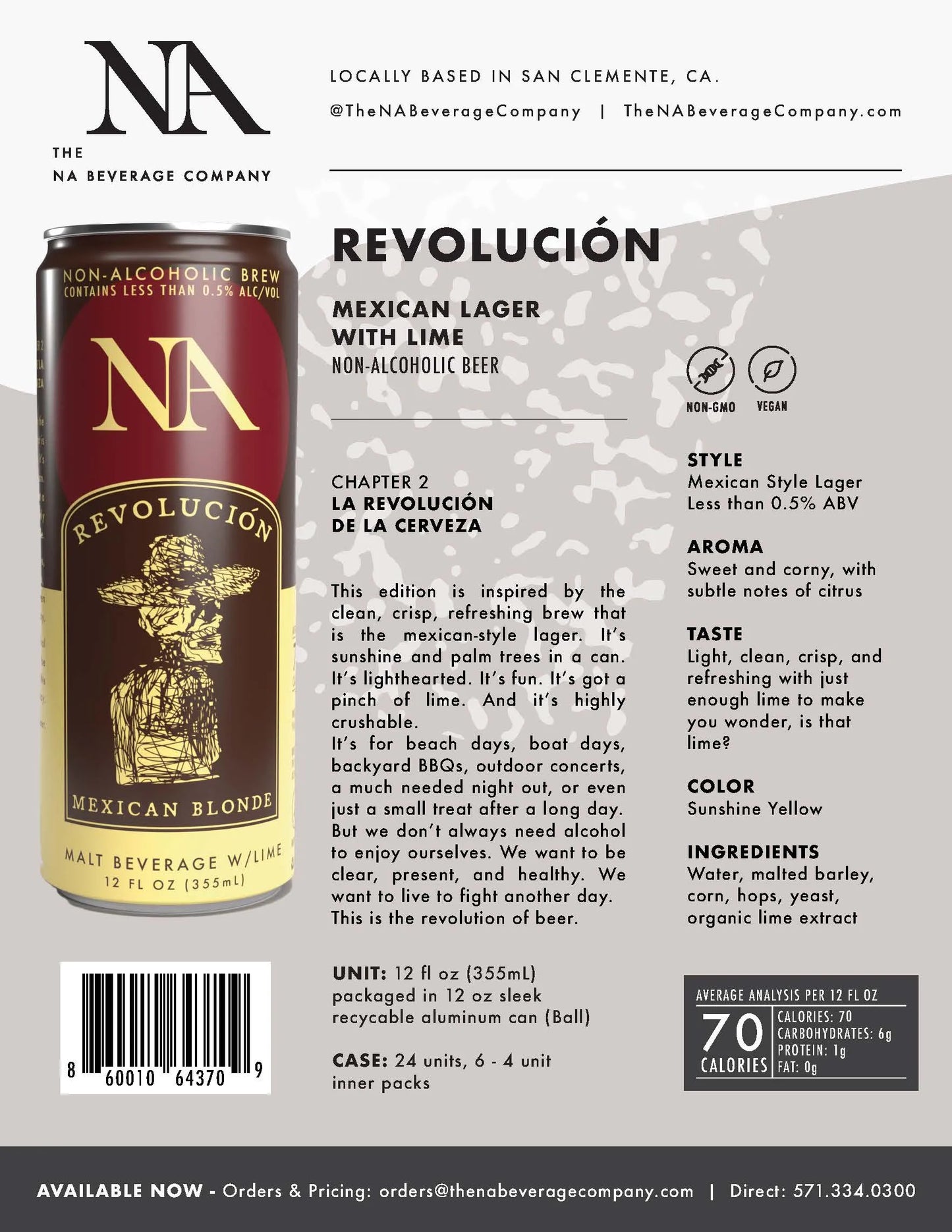 NA Beverage Company Revolucion Mexican Lager
