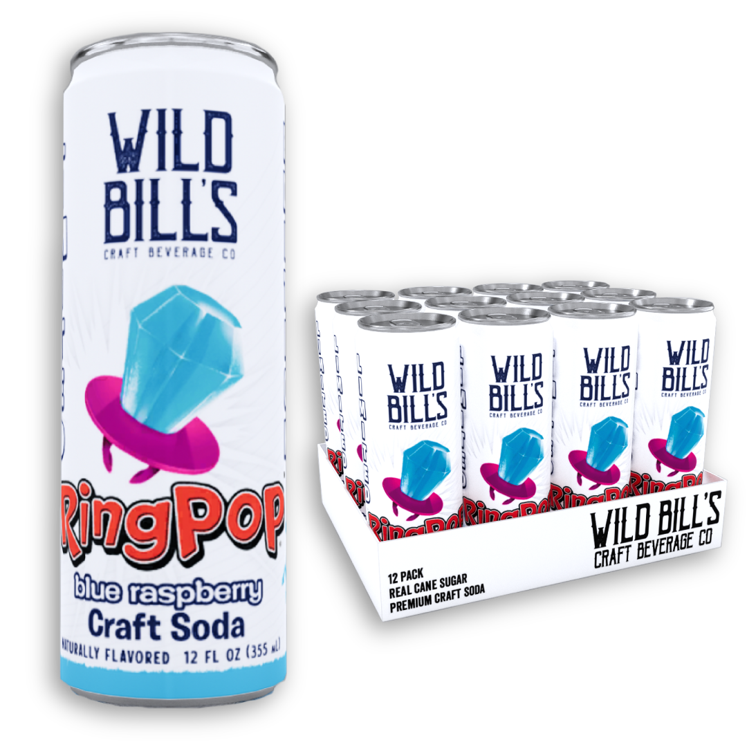 Wild Bill's Ring Pop Blue Raspberry Pure Cane Sugar Soda