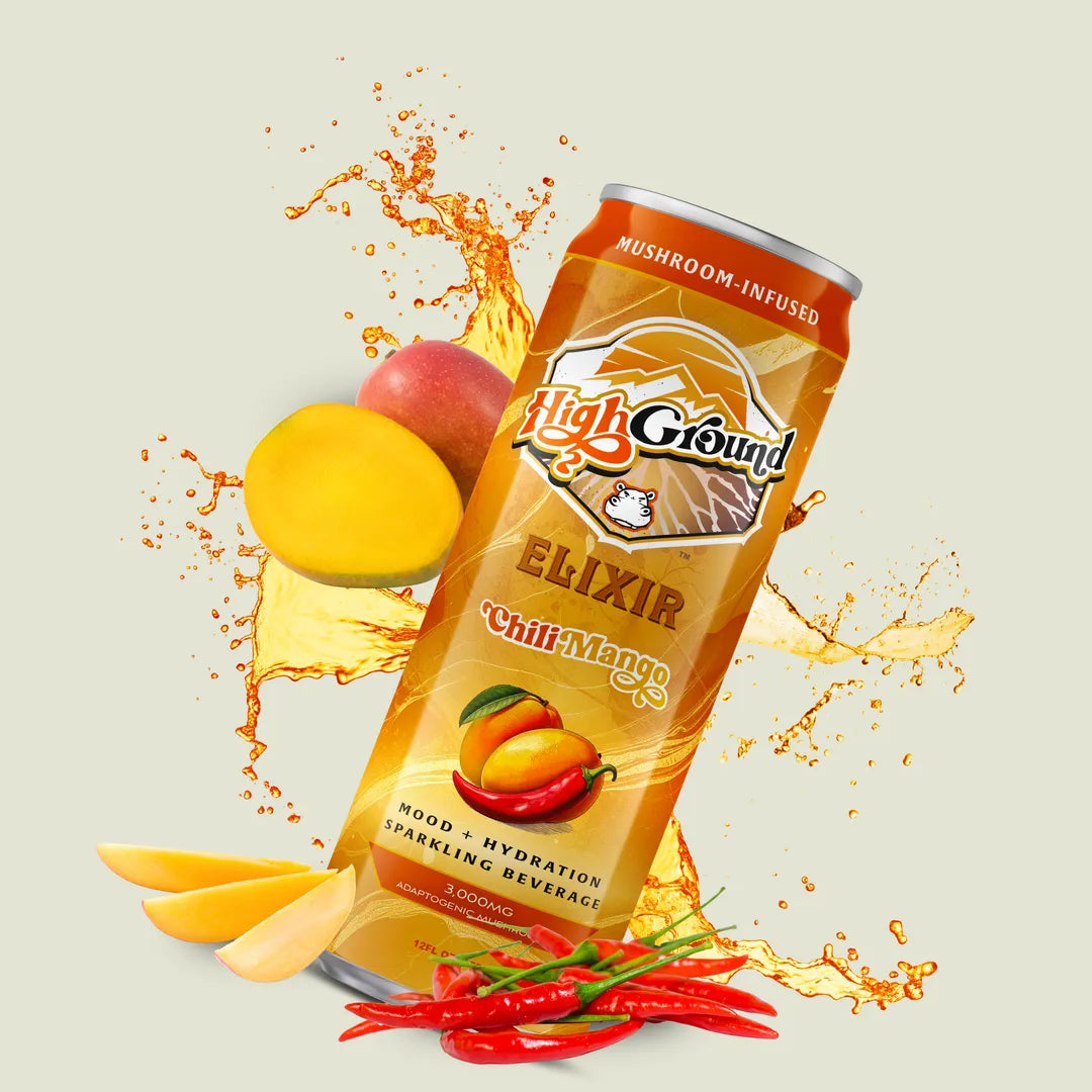 High Ground Elixirs Mushroom Seltzer: Chili Mango