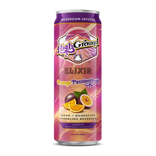 High Ground Elixirs Mushroom Seltzer: Passion Fruit