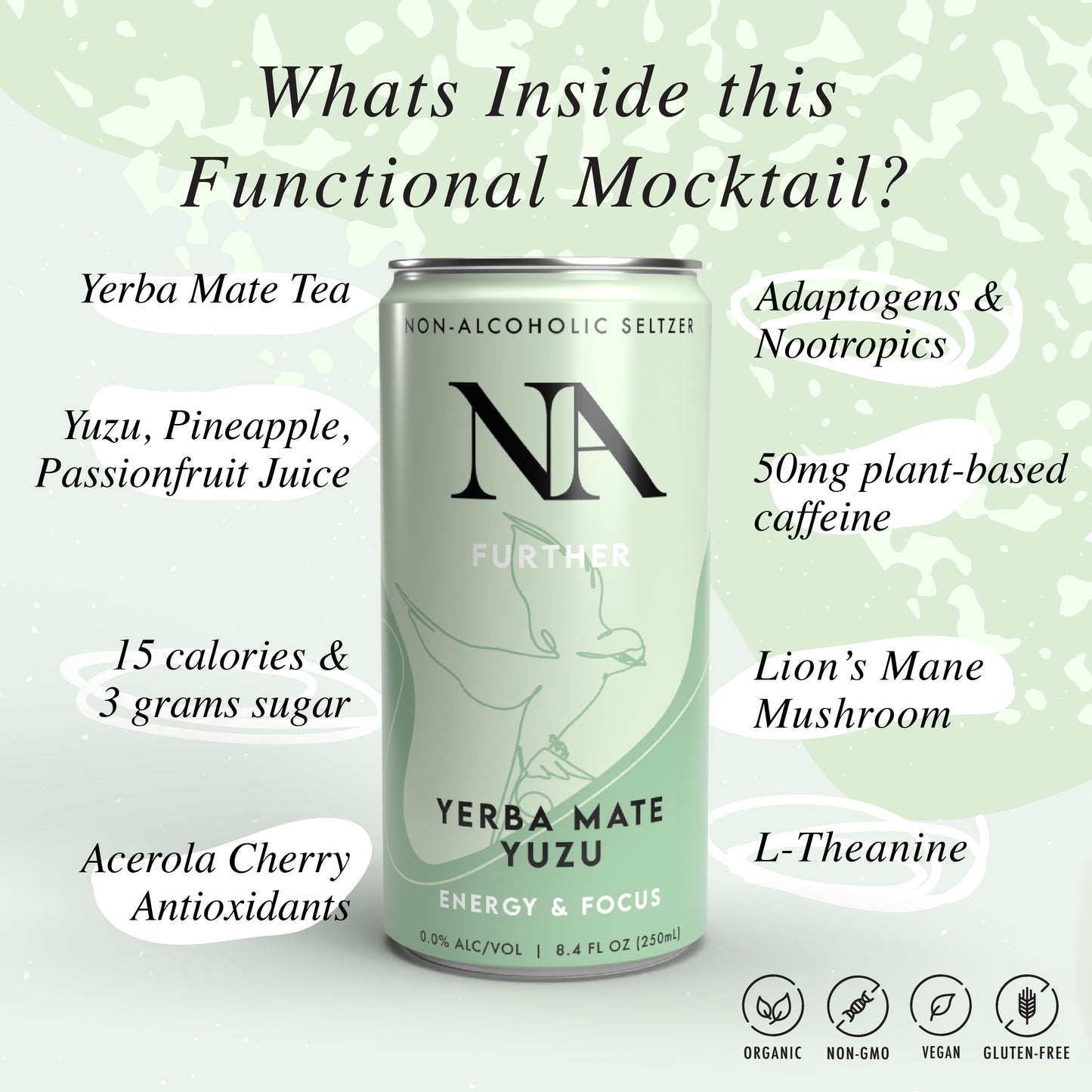 The NA Beverage Company Further Yerba Mate Yuzu Functional Mocktail ( 1 LEFT)