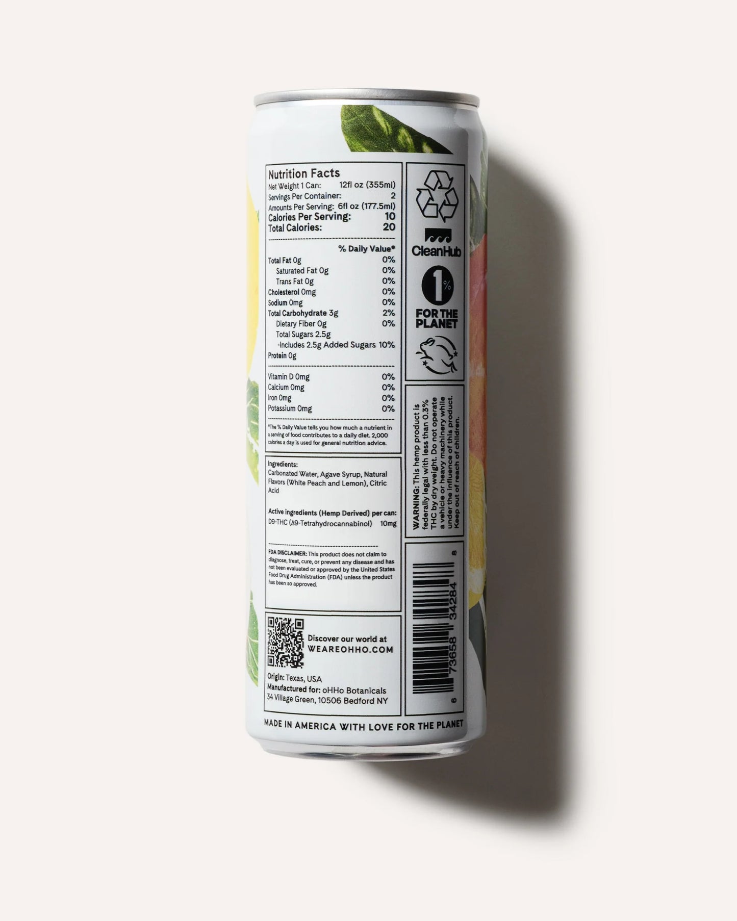 OHHO Infused Seltzer White Peach and Lemon (4-pack)