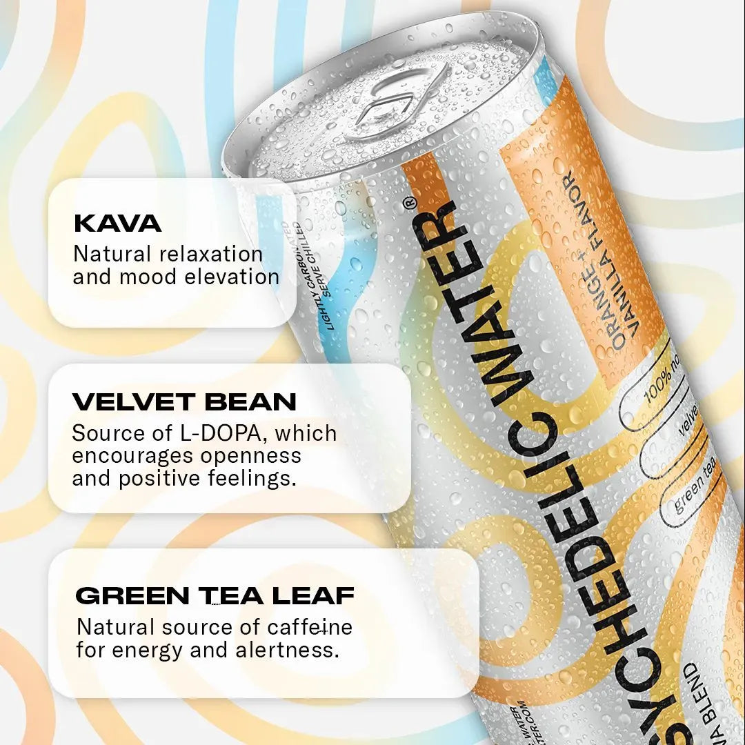 Psychedelic Water - Orange + Vanilla Sparkling Kava Water 4-pack